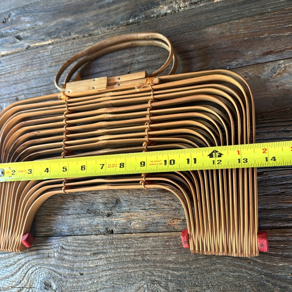 Vintage 1960’s bamboo large folding purse tote basket EVC - Picture 10 of 15